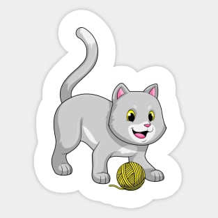 Cat with Wool yarn ball Sticker